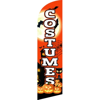 Рекламный баннер для костюмов на Хэллоуин с пляжным флагом из полиэстера и перьев на заказ без шестов и основы