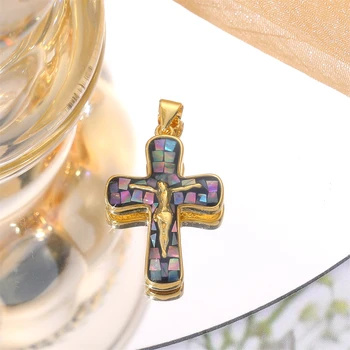 JUYA Изысканный Кулон в виде креста с Иисусом, Красочное лазерное ожерелье, Медный кулон с Христом, аксессуары 
