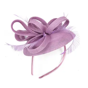 Женская свадебная вечеринка Сетчатая повязка на голову Шляпа с цветком, шапки-чародейки, женская шляпа с пером