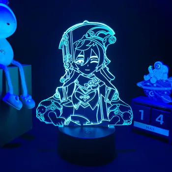 16-цветной ночник Genshin Impact для декора детской спальни Подарок ребенку на День Рождения Фигурка Яньфэй Акриловая подставка Модель 3D Настольной лампы