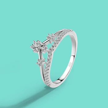 Нежное кольцо из стерлингового серебра 925 пробы, Блестящая треугольная форма, Выдалбливают Обручальные кольца с циркониевой инкрустацией, роскошные ювелирные изделия Anillo Ringen