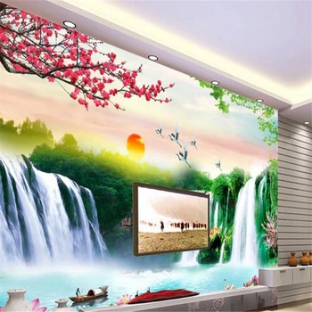 beibehang Большие обои на заказ живописная живая вода фон для телевизора в гостиной papel de parede para quarto casal 3d