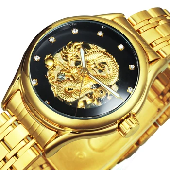 ПОБЕДИТЕЛЬ Топ Роскошных Золотых часов Мужские Женские Автоматические Механические Наручные Часы Ремешок из нержавеющей стали Подарок Royal Classic Lover Clock