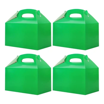 50 шт Коробок для праздничных угощений белого цвета, коробок для конфет, сувениров для вечеринок с ручкой, бумажных пакетов для печенья, двускатных коробок зеленого цвета