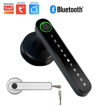 Умный дверной замок Tuya Беспроводной Bluetooth Блокировка паролем по отпечатку пальца Электрический Дверной замок С ключом Приложение Smart Life Дистанционное управление