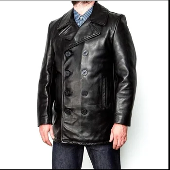 качество 2023 новый элитный бренд натуральной одежды из коровьей кожи, длинные куртки, мужская черная повседневная куртка из натуральной кожи.модный класс