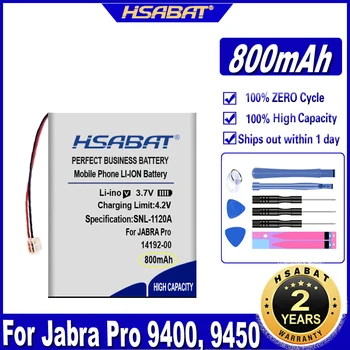 Аккумулятор HSABAT 14192-00, AHB412434PJ 800 мАч для аккумуляторов Jabra Pro 9400, 9450, 9460, 9465, 9470