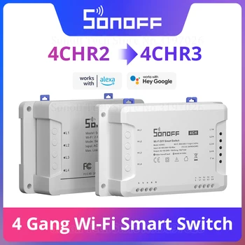 Itead Sonoff 4CH R2 Smart Wifi Switch 4 Банды Умный Дом Пульт Дистанционного Управления Выключателем Света Работает с приложением Alexa Google Home eWeLink