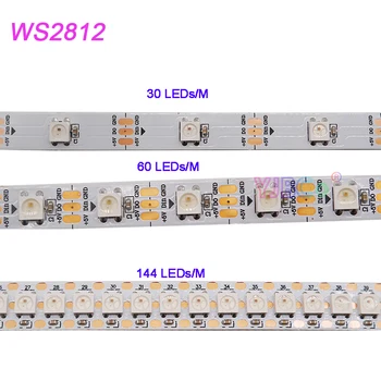 1 м/2 м/3 м / 4 м /5 м WS2812B Smart pixel led strip light; 30/60/144 пикселей/светодиодов/м; WS2812 IC; IP30 /IP65 /IP67, DC5V светодиодная лента