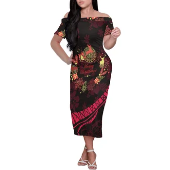 Женские платья с коротким рукавом Для женщин, одежда полинезийских племен, Элегантное платье, Гавайское платье с открытыми плечами, Элегантные вечерние платья