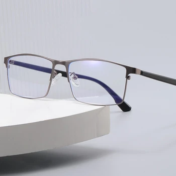 Новые очки в оправе из титанового сплава с защитой от синего света, мужские деловые очки на плоской подошве, которые можно сочетать с очками от близорукости