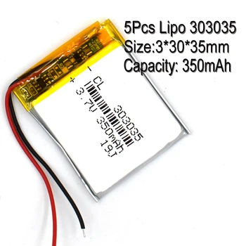 5шт 3,7 В 350 мАч Li-Po литий-ионная Аккумуляторная Батарея 303035 Литий-Полимерные элементы Для Mp3 MP4 MP5 GPS оборудование для PSP мобильный Bluetooth