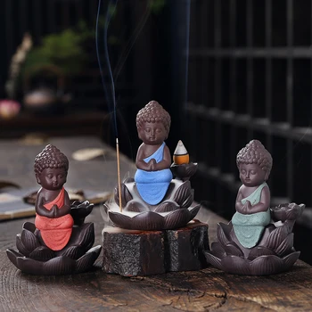 Новейшая Маленькая Курильница для благовоний Little Buddha с основанием в виде Лотоса, Тарелка для ароматерапии с водопадом Монаха, Ароматическая Курильница, Незаменимая лампа