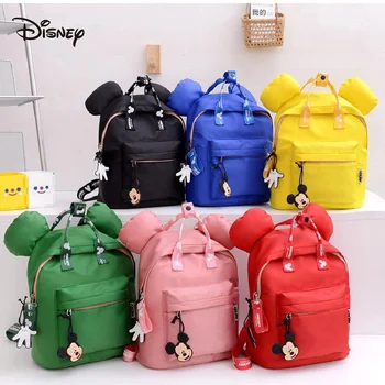 Детский двойной рюкзак Disney, Милая мультяшная сумка 2022, Новый нейлоновый рюкзак для 6-8-летнего ребенка, рюкзак с Микки
