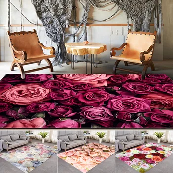 Романтический коврик на День Святого Валентина, розовый/Красная роза, цветочный узор, 3D принт, свадебный декор, ковры для гостиной, коврики для спальни,