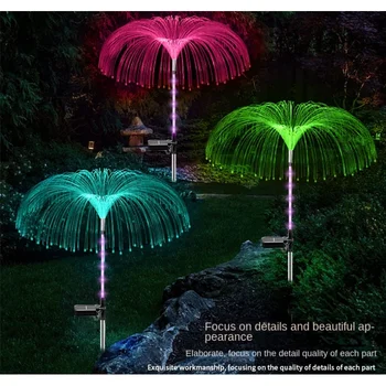Новая лампа в виде медузы из солнечного волокна, декоративная лампа для внутреннего двора, вилла, сад, атмосфера, наземный светильник, Светодиодный цвет