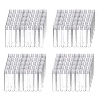 400 шт. прозрачные пластиковые пробирки с белыми завинчивающимися крышками Контейнеры для образцов бутылки с нажимными крышками 12x75 мм