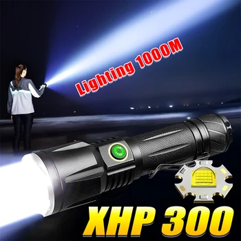 Тактический фонарик XHP360 с телескопическим зумом, светодиодный фонарик с Usb-зарядкой, нескользящий портативный фонарик, водонепроницаемая перезаряжаемая лампа