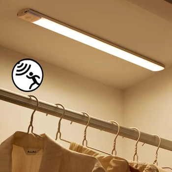 Светодиодный ночник Беспроводная лампа под шкафом трубка Датчик движения Лампа в шкафу USB Перезаряжаемый детектор для спальни осветительная панель CP