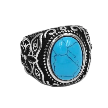 Кольцо с цветком Blue Stone Tribe Из нержавеющей стали, Ювелирный Шарм, Египетский глаз Гора, Байкерское Мужское Женское Кольцо Оптом SWR0990