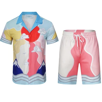 Комплект Casablanca в гавайском стиле, Новые шорты с завязками, Высококачественные мужские шорты для пляжного серфинга, спортивные штаны