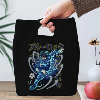 Сумка для ланча в стиле аниме BLUE LOCK, подростковые термосумки для ужина, изолированная сумка Исаги Йоичи, модные сумки для ланча с футбольным принтом, женские сумки для ланча для детей