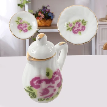 15 предметов Фарфоровый чайный сервиз Кукольный домик миниатюрные блюда Китайская посуда из роз чашка