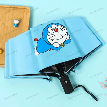 Мультяшный зонт Doraemon для мальчиков и девочек, студенческая пара, автоматический виниловый складной зонт от солнца