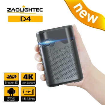 ZAOLITGHTEC D4 Mini 3D 4K Проектор 1080P Smart Android Wifi LED DLP Домашний Кинотеатр Открытый Портативный Мини-Проектор с Батареей