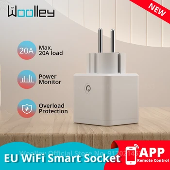 WiFi Smart Plug 20A 16A С Контролем Мощности EU Smart Socket Беспроводная Розетка APP Timing Голосовое Управление Alexa Google Home Alice