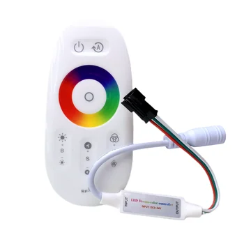 Мини-Светодиодный SPI-Контроллер-Диммер С 2.4G RF Сенсорным Пультом Дистанционного Управления Для Адресуемой RGB Magic Color Light Bar Pixel Strip DC5-24V