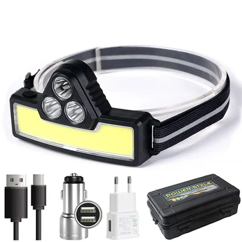 XPE COB Светодиодный налобный фонарь, головной фонарь, USB-зарядка, подсветка, Многофункциональный фонарь, фонарь, Ночная лампа на открытом воздухе