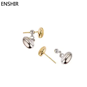Серьги-гвоздики ENSHIR с геометрическими золотыми бобами для женщин, новые модные ювелирные изделия для вечеринок, подарки, браслеты для женщин