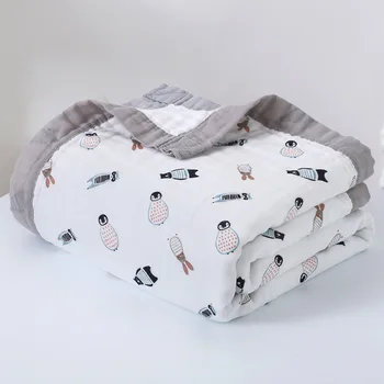 Летнее тонкое одеяло для новорожденного с кондиционером, банное полотенце, четырехслойный хлопковый мешок из бамбукового волокна