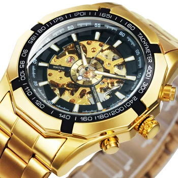 Часы T-Winner Мужские Роскошные Золотые Часы-Скелет Модные Автоматические Механические Наручные Часы С Крестом Мужские Reloj Hombre Montre Homme