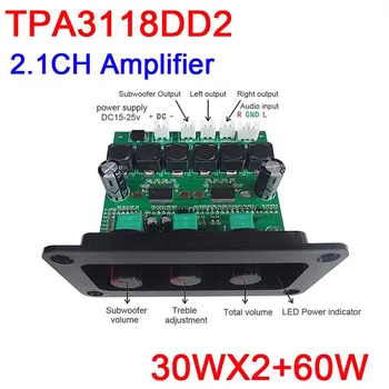 TPA3118DD2 Плата Усилителя сабвуфера 2.1 CH 30Wx2 + 60W HiFi Цифровой Усилитель МОЩНОСТИ Звука С панелью