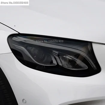 Защитная пленка для автомобильных фар, Прозрачная черная наклейка из ТПУ для Mercedes Benz GLC Class SUV X253, Аксессуары