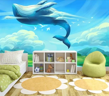 Обои beibehnag на заказ 3d фон детской комнаты с мультяшным китом 3d обои украшение комнаты для рисования спальня 3d обои