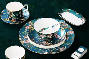 Тарелка из костяного фарфора для дома в западном стейке, китайском стиле, креативный гостиничный набор посуды, набор клубной посуды для отдельной комнаты, керамическая тарелка