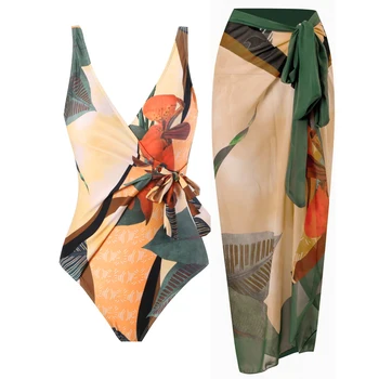 Одежда для плавания для женщин 2023 Сексуальный цельный купальник Бикини с открытой спиной Новый женский костюм Шифоновое пляжное платье из цельного полиэстера для серфинга