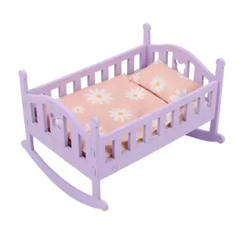 Модная кукольная кровать с высокой имитацией, комплект мебели для кровати с одеялом, подушкой и матрасом