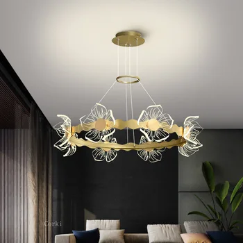 Скандинавские люстры с акриловым абажуром Lotus Светодиодный подвесной светильник для гостиной, столовой, спальни, декоративный светильник lustre