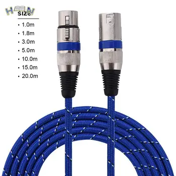 Плетеный 3-контактный XLR Микрофонный кабель для подключения микрофона к микрофону Аудио Удлинитель 1 М/1,8 М/3 М/5 М/10 М/20 М