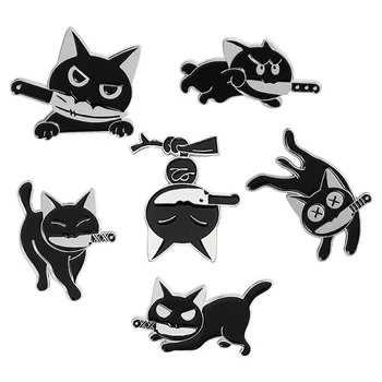 Коллекция Cat Lover Броши для женщин, значки с милыми черными кошками, Булавки, Эмалированные булавки, пальто, шляпа, украшения с животными, ювелирные изделия