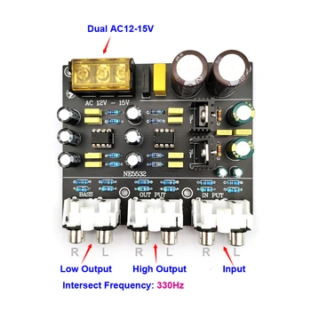 Электронный Активный Кроссовер с 2-Полосным Предкаскадным Фильтром Linkwitz Riley NE5532 с Делителем частоты