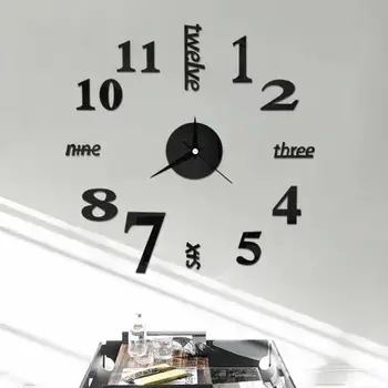 Декоративные настенные часы 3D Настенные часы Наклейка Декор Акриловые самоклеящиеся Бесшумные настенные часы Водонепроницаемые Современные настенные часы своими руками
