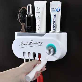 Настенный Держатель зубной щетки Автоматическая Соковыжималка для зубной пасты Многофункциональный Стеллаж для хранения наборов аксессуаров для ванной комнаты