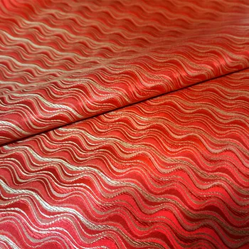 Китайская классика Парча жаккардовый атлас красный мелкими волнами шелковая ткань Satin de soie Satén шелк hanfu ткань DIY patchworkbag