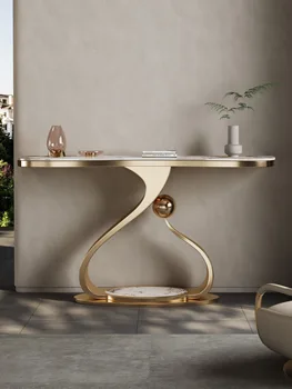 Легкий стол для веранды из каменной плиты из нержавеющей стали в роскошном стиле, стол для веранды в стиле модерн, стол в прихожей, стол с видом с торца