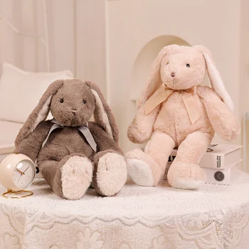 Кавайный Кролик с длинными ушами, Плюшевые животные, Игрушки, Плюшевый Кролик, Мягкая кукла с бантиком, Детские Игрушки для сна, подарки на день рождения